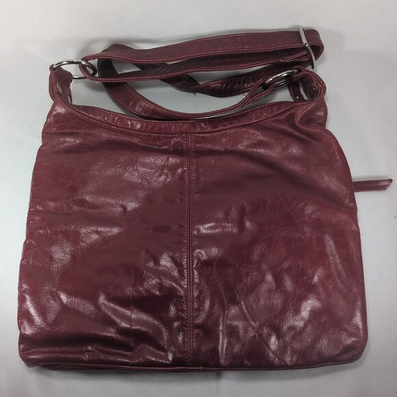 Danier Red Leather Purse Shoulder Crossbody Bag Cargo Pocket Silver Y2K Hobo Zip - Picture 10 of 16